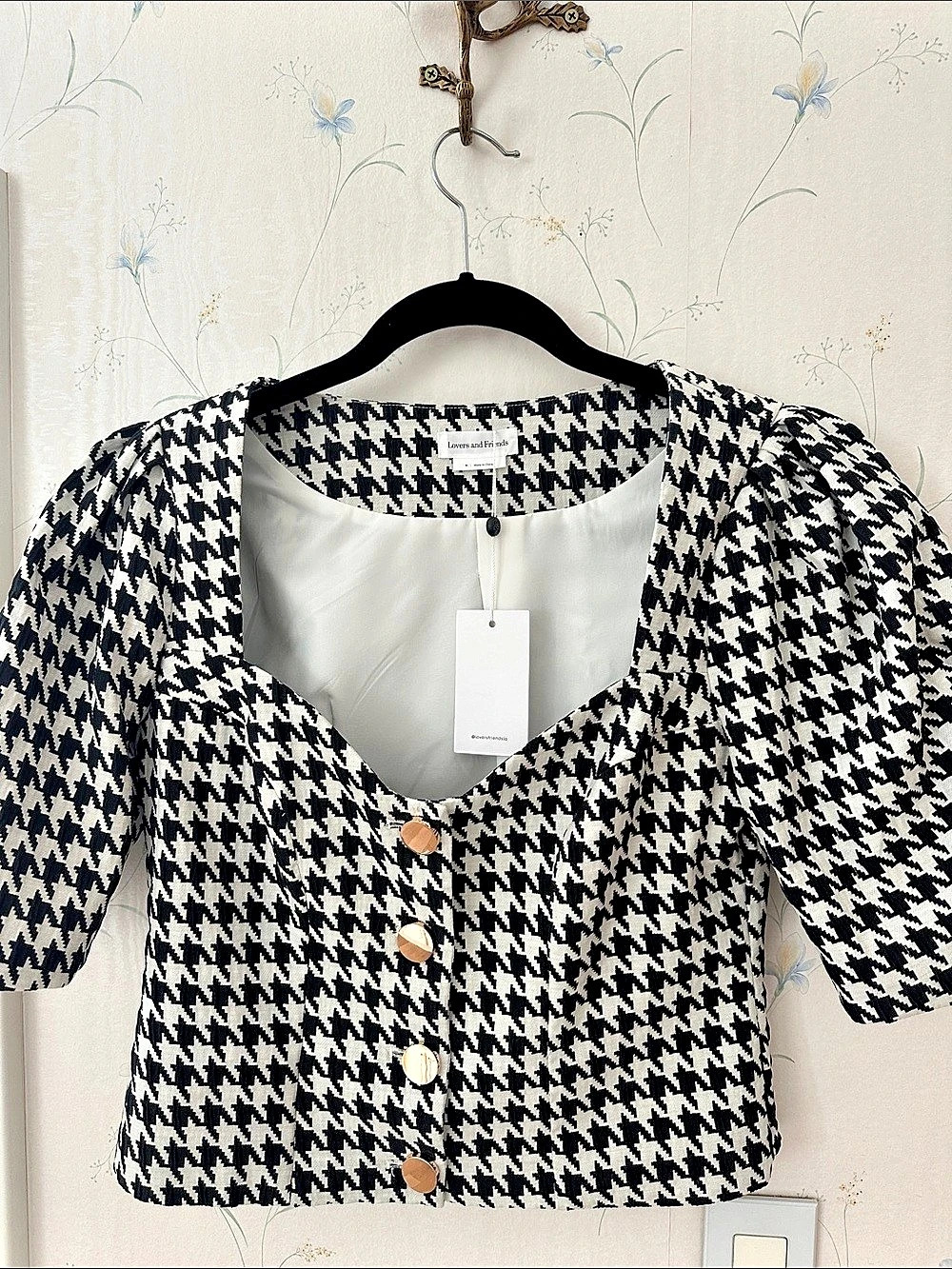 Lovers and Friends Heather Blazer Women's Houndstooth Black & White BNWT M98